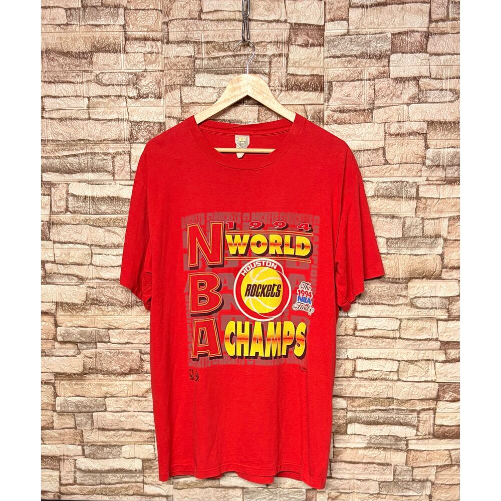 Vintage Houston Rockets 90's NBA Championship Red T shirt Size X LArge VNTG